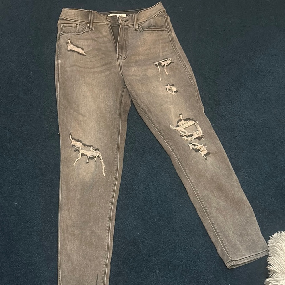 Eunina Distressed Skinny Jeans in Gray